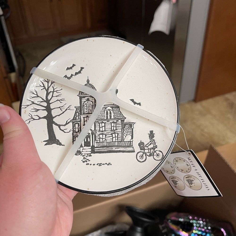 Cobwebs & Cauldrons Halloween Set of 4 Appetizer Plates